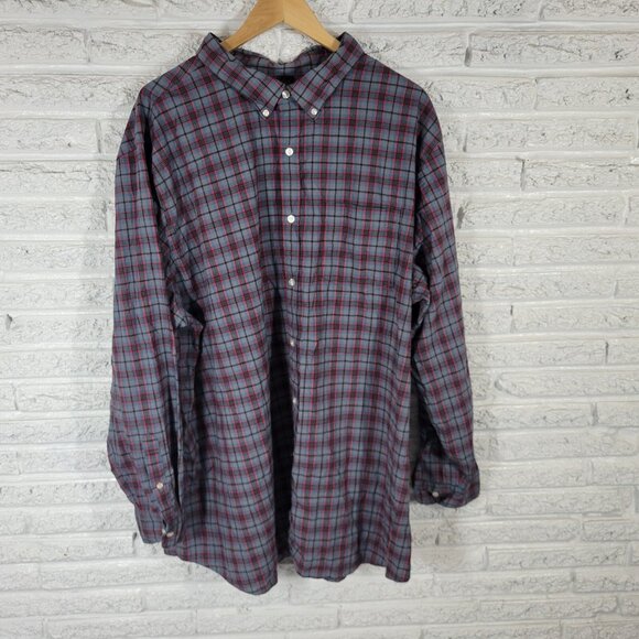 Sonoma Other - Sonoma Men Shirt 3XB Long Sleeve Blue Red Plaid Collar Lightweight PLA55E